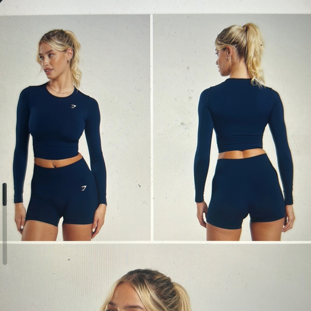 Gymshark long sleeve seamless blue crop top